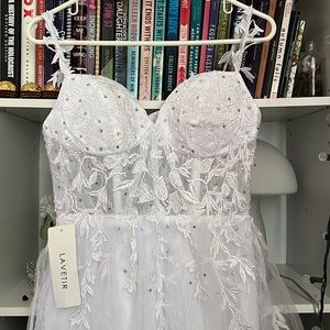 Cocktail Dress with Corset See Through Top